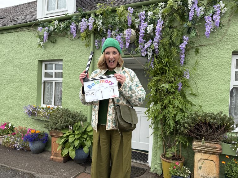 ulie Wilson Nimmo (Miss Hoolie) on the set of Cbeebies beloved show, Balamory.